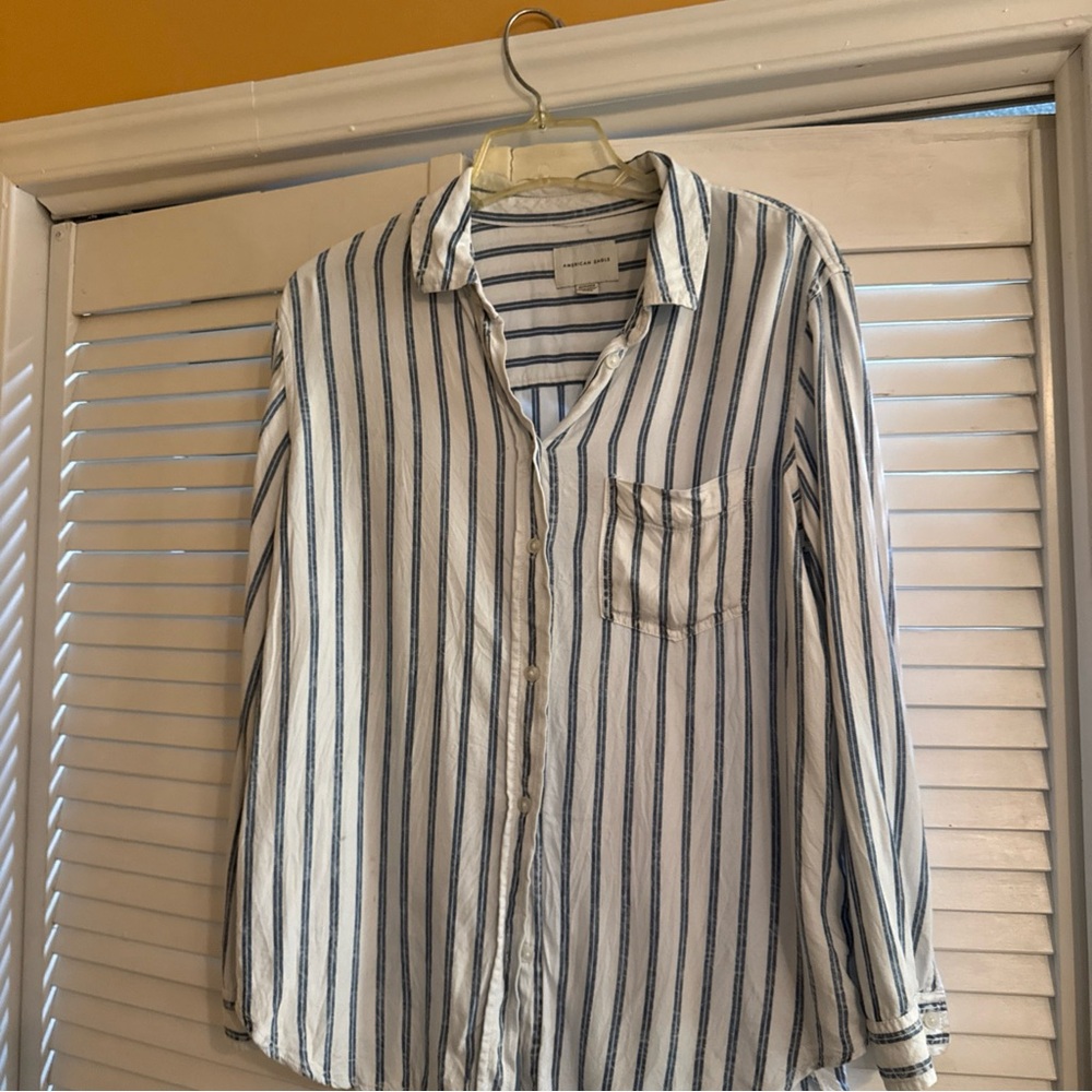 American Eagle Outfitters Blue Striped Shirt
